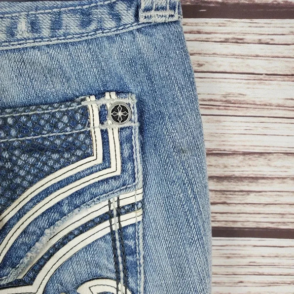 Affliction Premium Mens 34x32 Buckle Blake Distressed Straight Leg Jeans     #49 - Picture 12 of 13